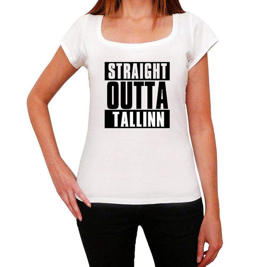 Straight Outta Tallinn Womens Short Sleeve Round Neck T-Shirt 00026 - White / Xs - Casual