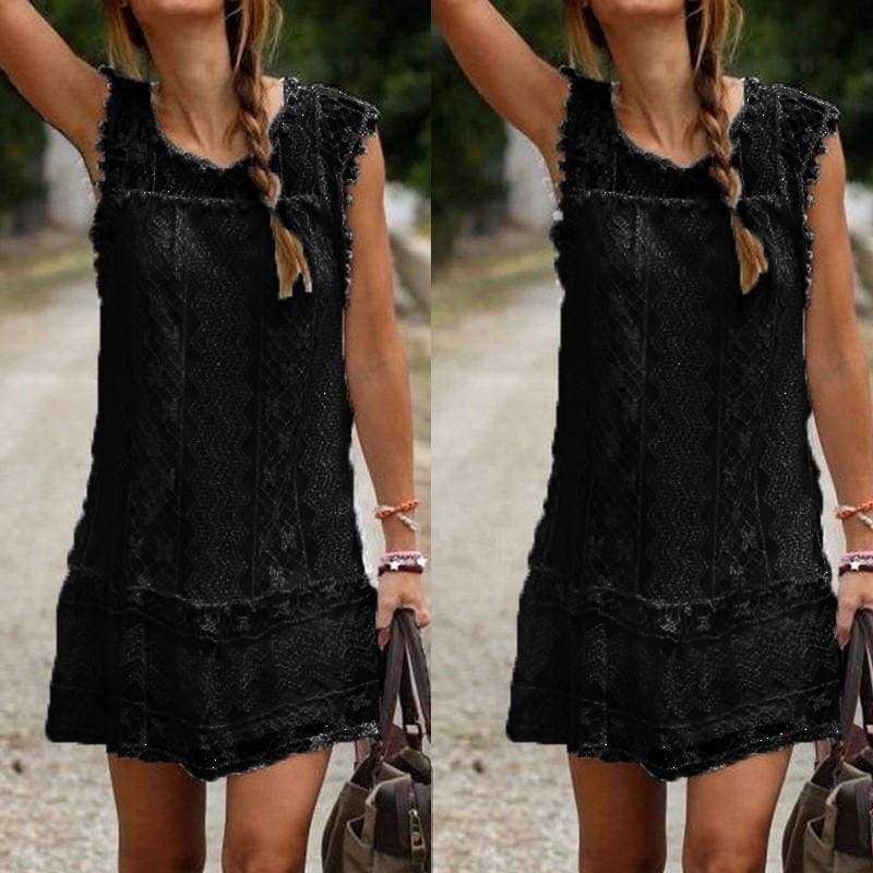 Summer Dress 2018 Women Casual Beach Short Dress Tassel Black White Mini Lace Dress Party Dresses Vestidos S-XXL - Ultrabasic