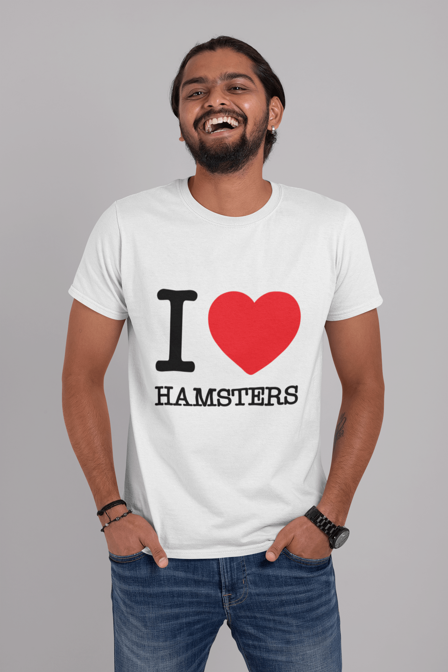 HAMSTERS, I love animals, White, Men's Short Sleeve Round Neck T-shirt 00064