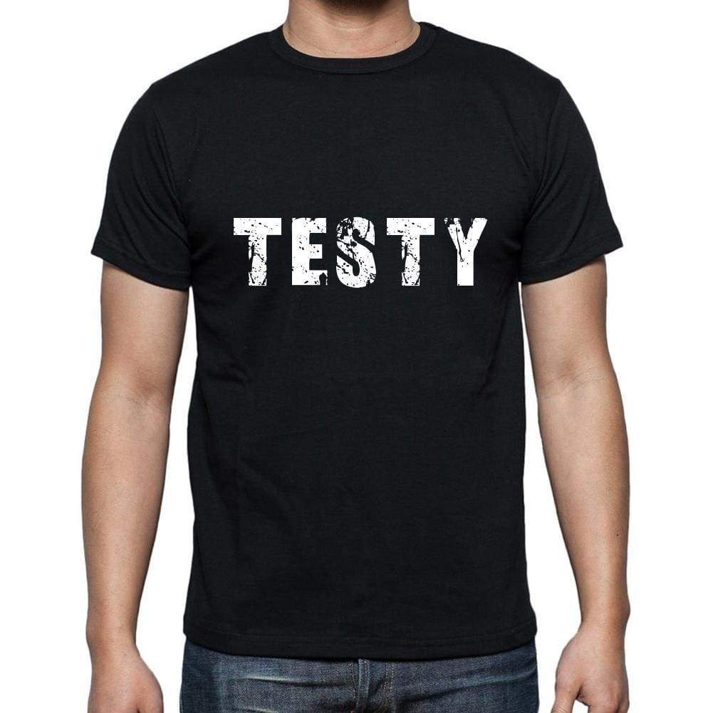 Testy Mens Short Sleeve Round Neck T-Shirt 5 Letters Black Word 00006 - Casual