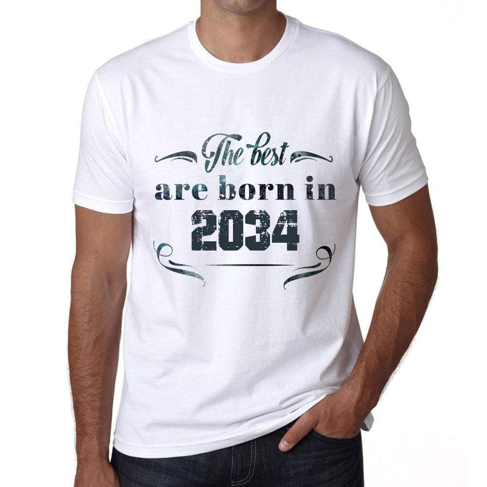 The Best Are Born In 2034 Mens T-Shirt White Birthday Gift 00398 - White / Xs - Casual