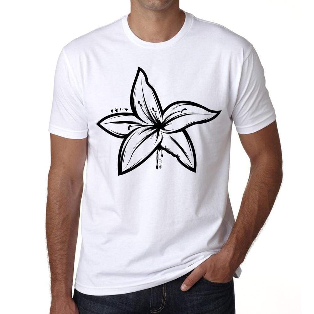 Tribal Lily Tattoo Mens White Tee 100% Cotton 00162