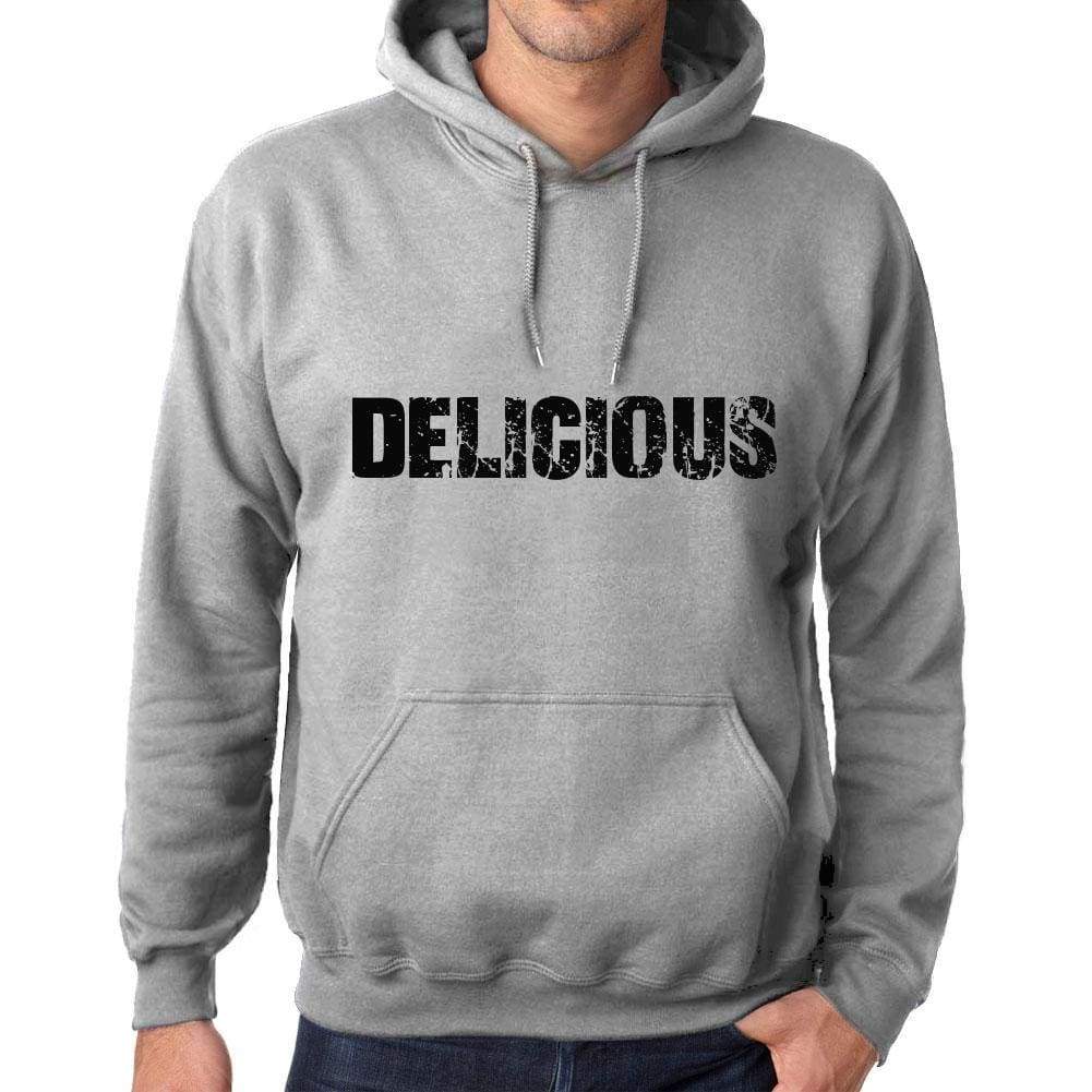 Unisex Printed Graphic Cotton Hoodie Popular Words Delicious Grey Marl - Grey Marl / Xs / Cotton - Hoodies