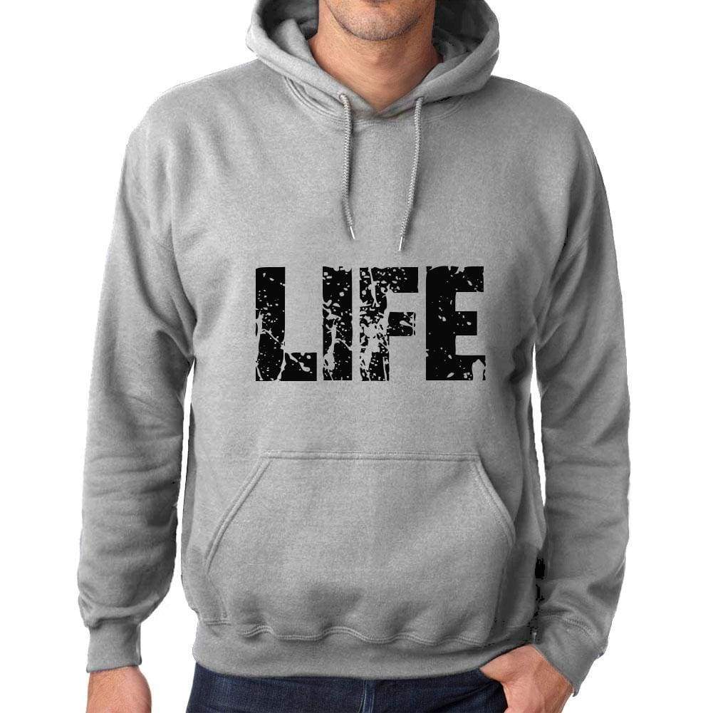 Unisex Printed Graphic Cotton Hoodie Popular Words Life Grey Marl - Grey Marl / Xs / Cotton - Hoodies