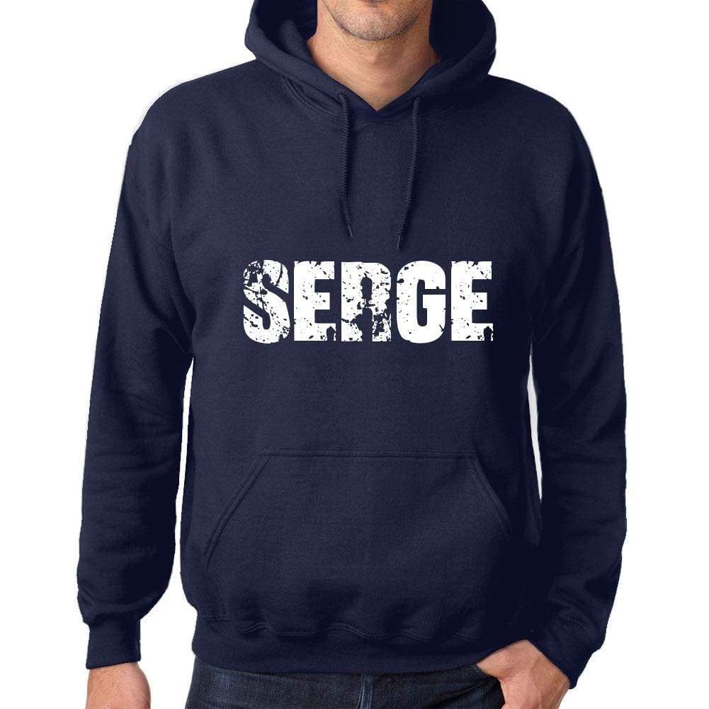 Unisex Printed Graphic Cotton Hoodie Popular Words Serge French Navy - French Navy / Xs / Cotton - Hoodies