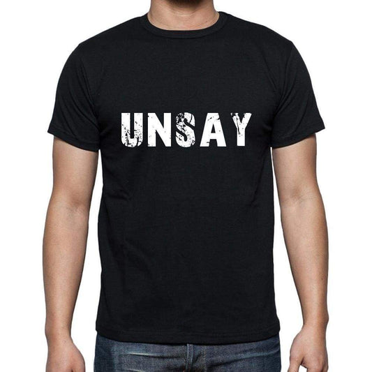 Unsay Mens Short Sleeve Round Neck T-Shirt 5 Letters Black Word 00006 - Casual