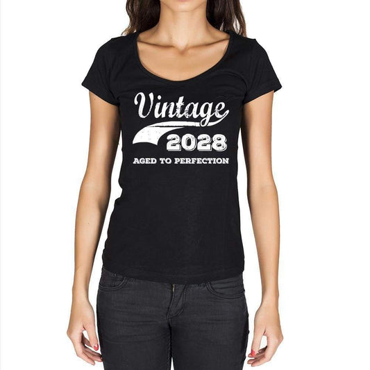 Vintage Aged To Perfection 2028 Black Womens Short Sleeve Round Neck T-Shirt Gift T-Shirt 00345 - Black / Xs - Casual