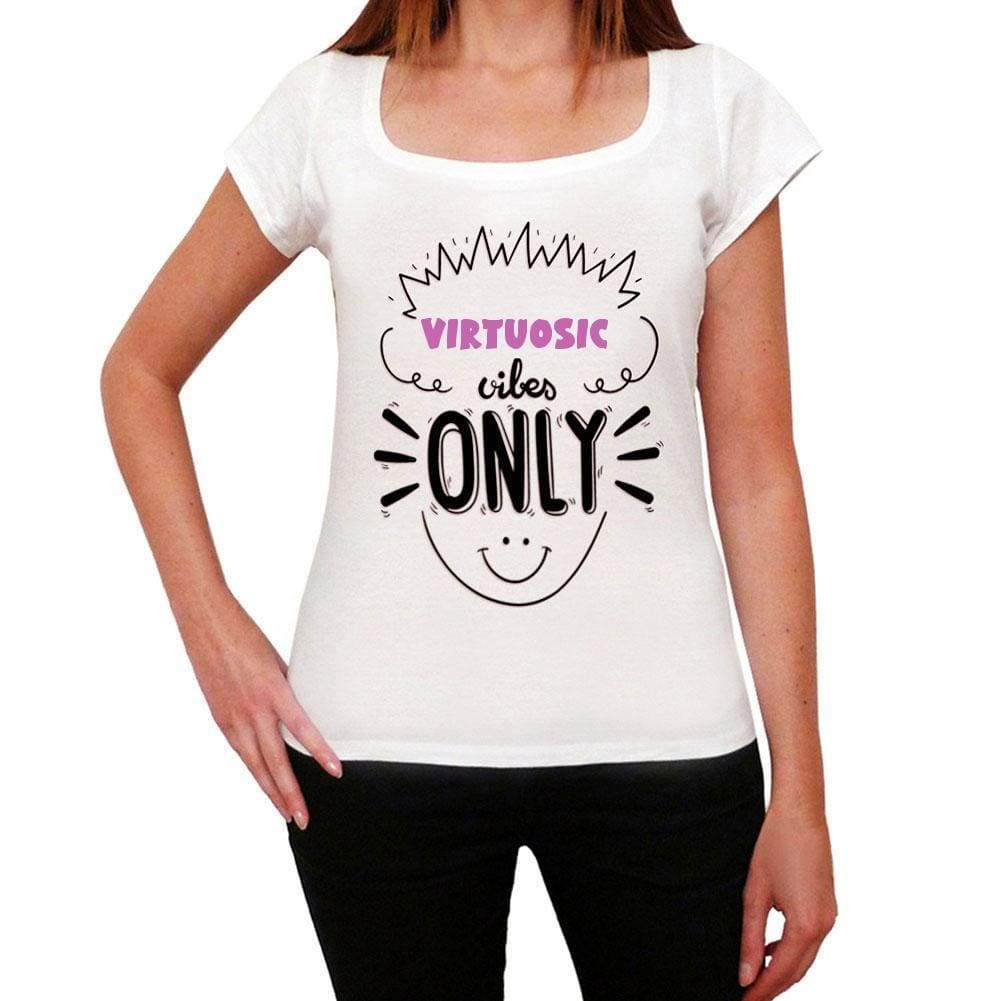 Virtuosic Vibes Only White Womens Short Sleeve Round Neck T-Shirt Gift T-Shirt 00298 - White / Xs - Casual