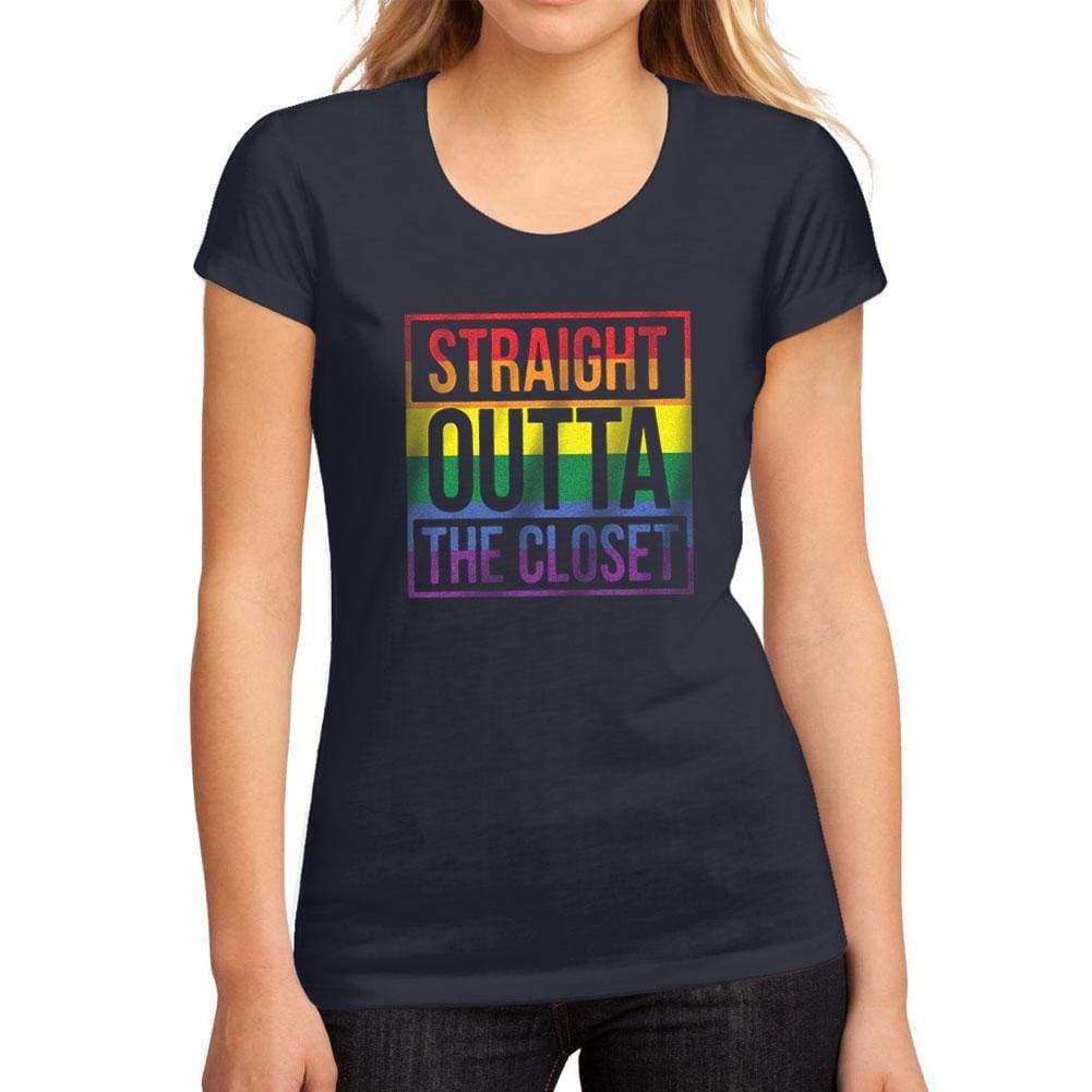 Womens Graphic T-Shirt LGBT Straight Outta the Closet French Navy - French Navy / S / Cotton - T-Shirt