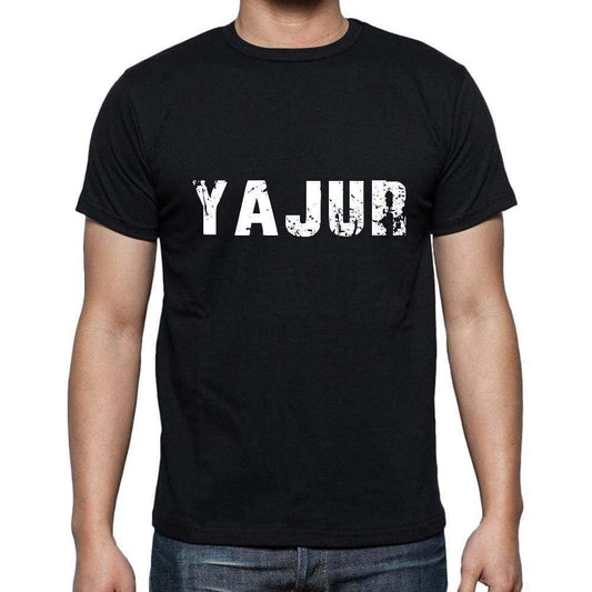 Yajur Mens Short Sleeve Round Neck T-Shirt 5 Letters Black Word 00006 - Casual